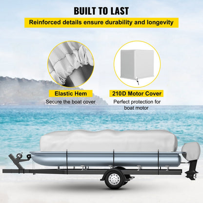 Heavy Duty Marine Pontoon Boat Cover, Fits 7.6m-8.5m Boats, UV & Waterproof