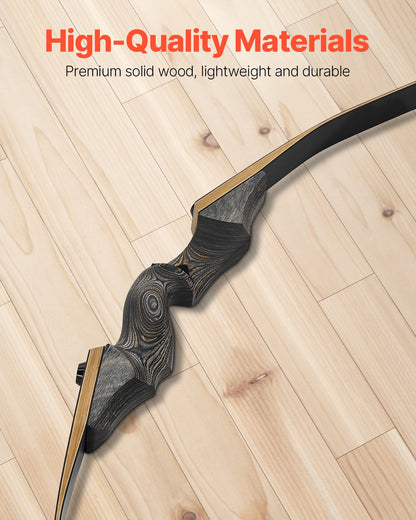 Recurve Bow and Arrows Kit, 60 inch Wooden Takedown Bows, Right Handed Ergonomic Archery Recurve Bow Package, Longbow for Outdoor Target Training Practice Hunting, Beginners to Advanced, 45 lbs