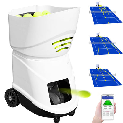 Portable Tennis Ball Machine with App Control, 150 Balls, 20-140 km/h Speed