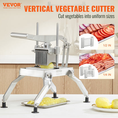 Commercial Stainless Steel Vegetable Slicer, 0.64 & 1.27 cm Blades, Manual Cutter