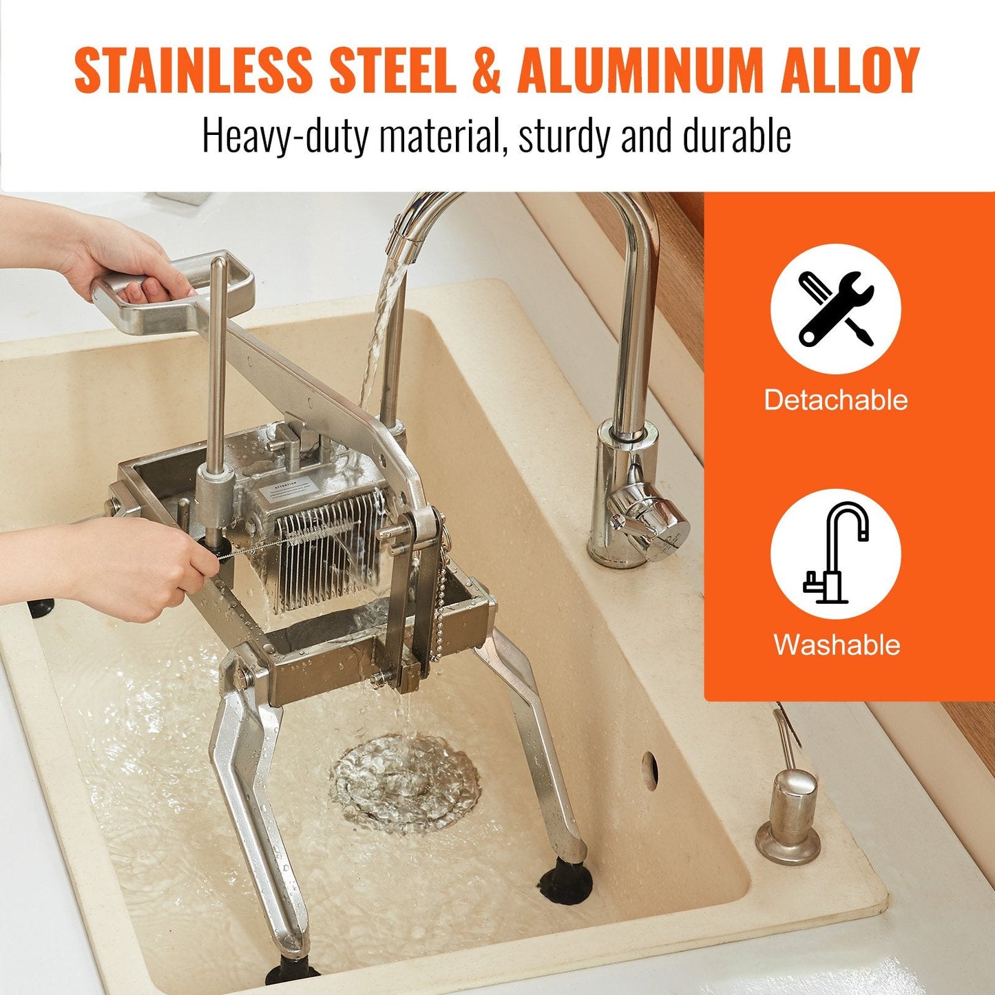 Commercial Stainless Steel Vegetable Slicer, 0.64 & 1.27 cm Blades, Manual Cutter