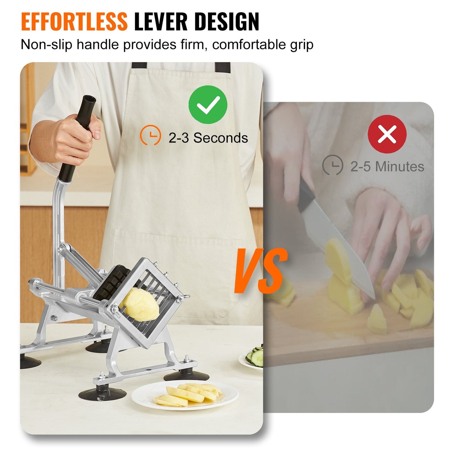 Commercial Stainless Steel Vegetable & Fruit Slicer, 0.6+1+1.3 cm Blades