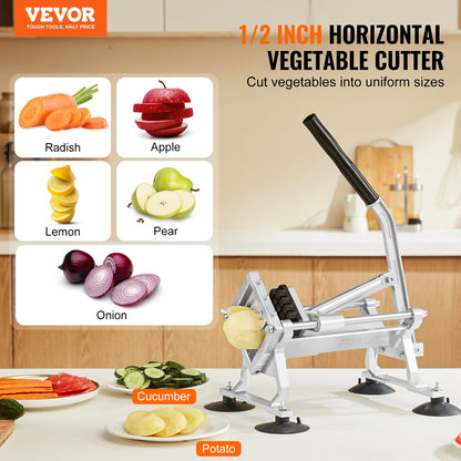 VEVOR Commercial Vegetable Slicer, 1/2 inch Fruit Slicer, Stainless Steel and Aluminum