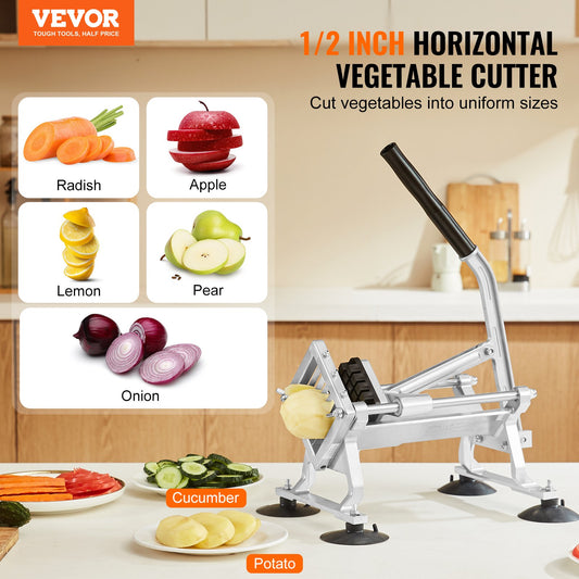 VEVOR Commercial Vegetable Slicer, 1/2 inch Fruit Slicer, Stainless Steel and Aluminum