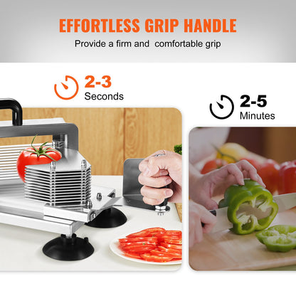VEVOR Commercial Tomato Slicer, 1/4"+3/8"+3/16" Tomato Cutter Slicer, Stainless