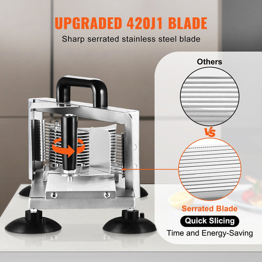 Commercial Stainless Steel Tomato Slicer, Versatile 3 Blade Sizes, 3.6kg