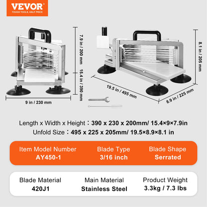 VEVOR Commercial Tomato Slicer, 3/16 inch Tomato Cutter Slicer, Stainless Steel