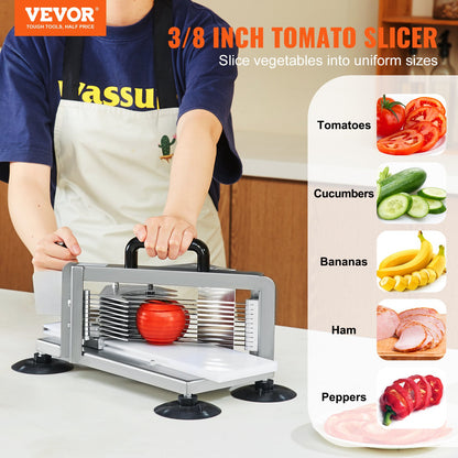 VEVOR Commercial Tomato Slicer, 3/8 inch Tomato Cutter Slicer, Stainless Steel Heavy