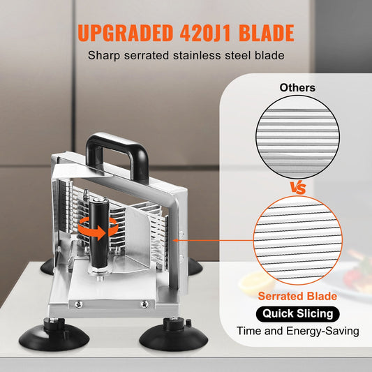 Commercial Heavy-Duty Stainless Steel Tomato Slicer, 1 cm Blade, 3.3 kg