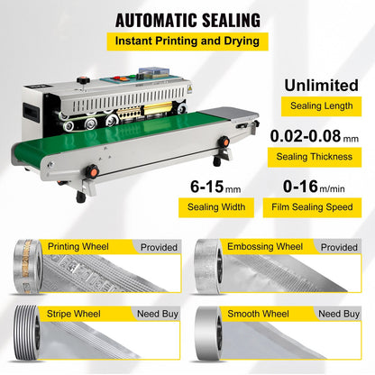 Automatic Continuous Sealing Machine for PVC Bags, Adjustable & Portable Design