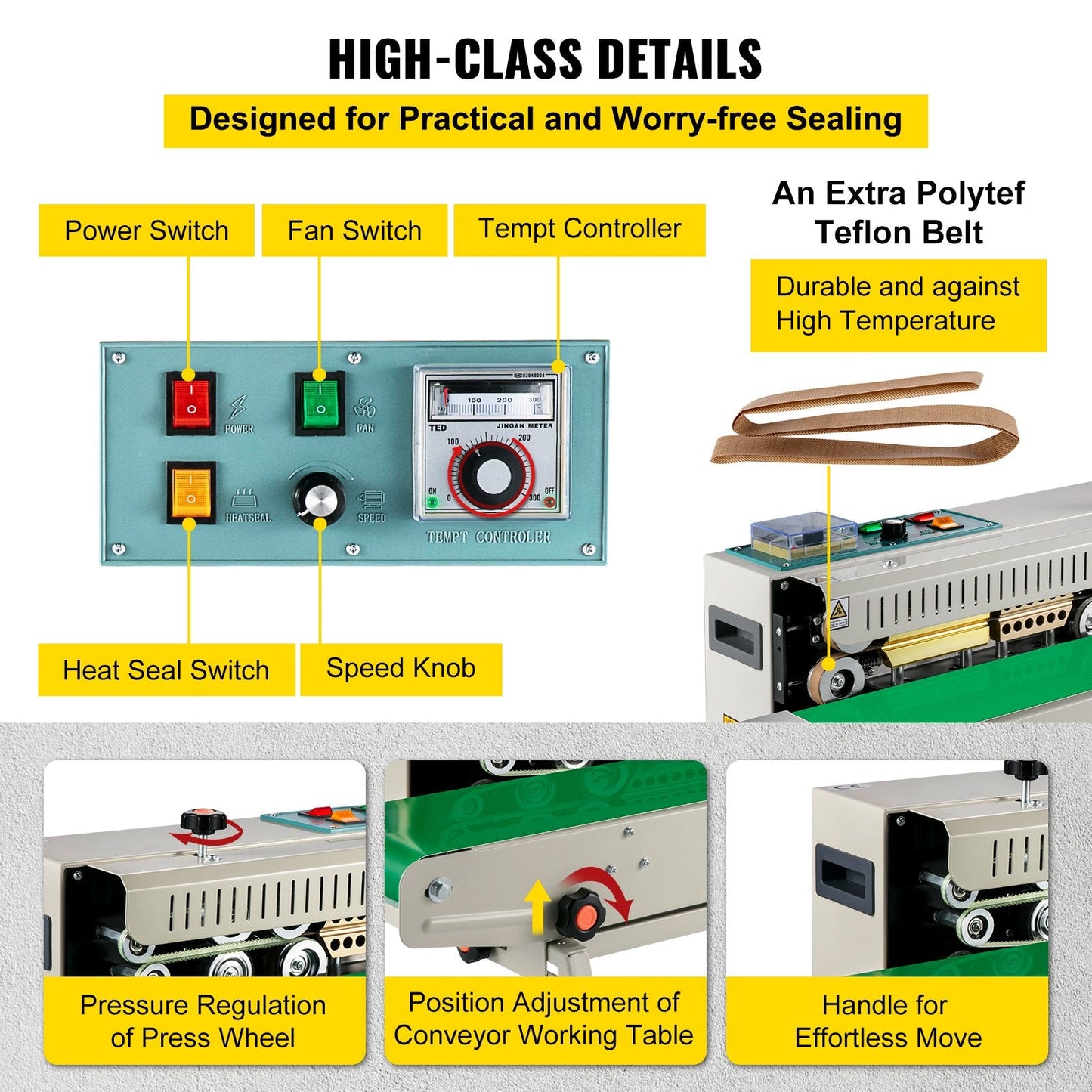 Automatic Continuous Sealing Machine for PVC Bags, Adjustable & Portable Design