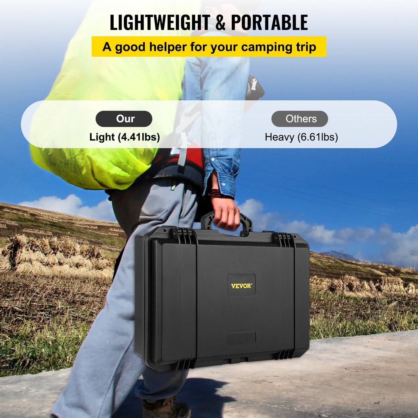 Waterproof Hard Case with Foam Insert, 39.6 cm, Secure & Portable, Black