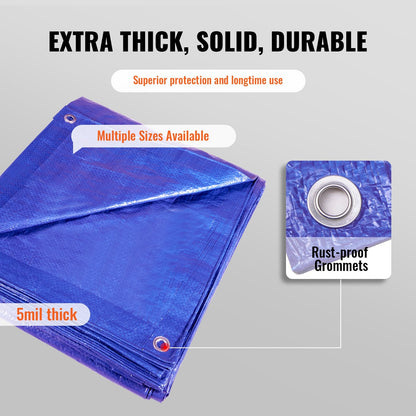 Durable Waterproof Tarpaulin 3x3.6m UV Resistant Multi-Use Polyethylene Tarp