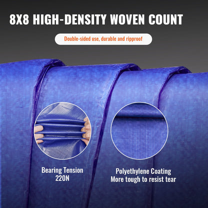 Durable Waterproof Tarpaulin 3x3.6m UV Resistant Multi-Use Polyethylene Tarp