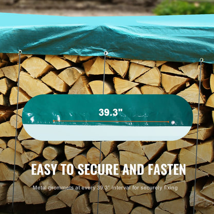 Heavy Duty 5 x 9 m Green PVC Tarpaulin, Waterproof & Tear-Proof with Grommets