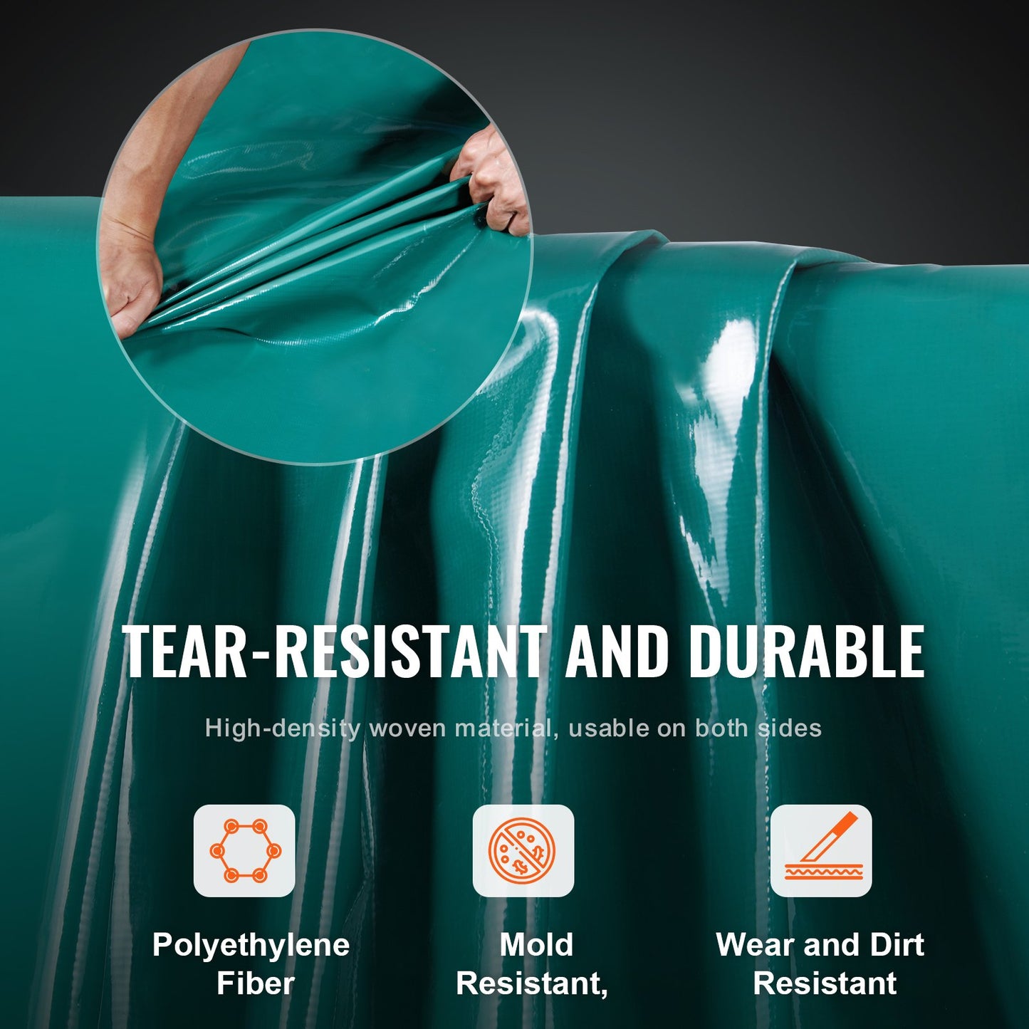 VEVOR PVC Waterproof Tarp, 16.5 x 29.5 ft Heavy Duty PVC Tarpaulin, Tear-Proof and