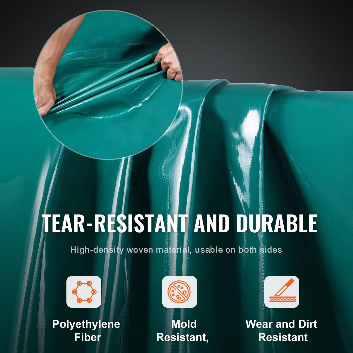 Heavy Duty 5 x 9 m Green PVC Tarpaulin, Waterproof & Tear-Proof with Grommets