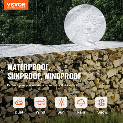 Clear Vinyl Tarp 2x3m, Waterproof & Tear-Proof with Grommets for All-Weather Use