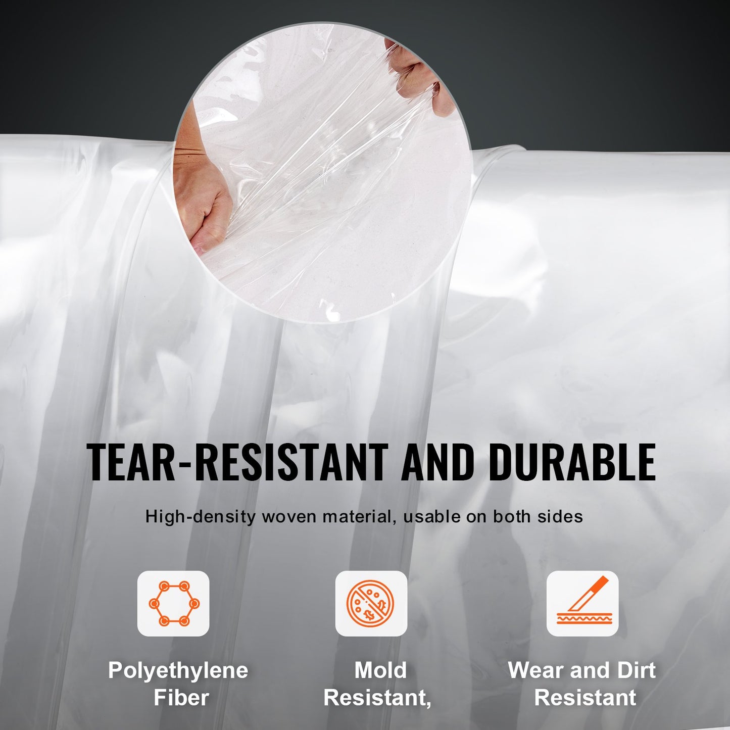 VEVOR Clear Vinyl Tarp, 2 x 2.99 m Clear Vinyl Patio Enclosure, Tear-Proof and Waterproof