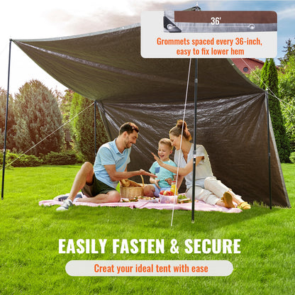 VEVOR Tarp Waterproof Tarpaulin 12 x 20 ft 10Mil Plastic Poly Tear UV Resistant