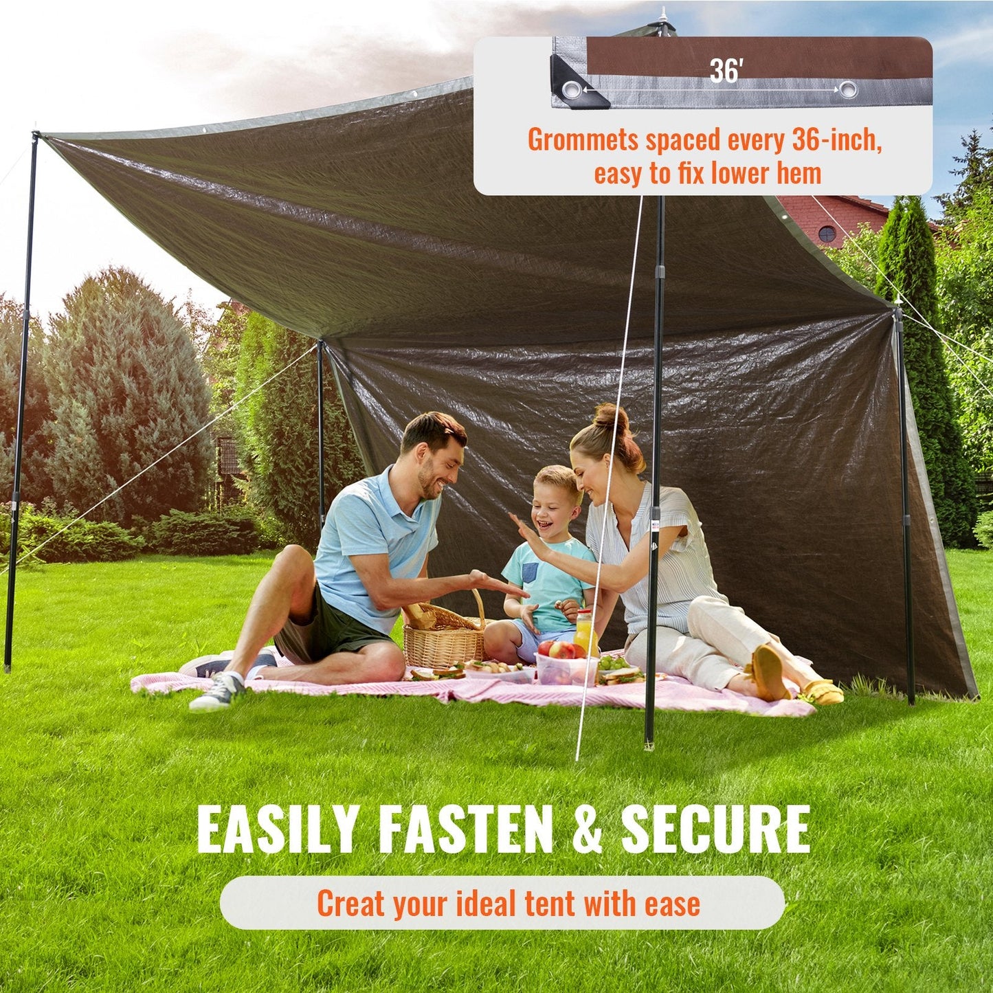 Durable 4.8 x 6 m Waterproof Tarp, UV & Tear Resistant, Multi-Purpose Use