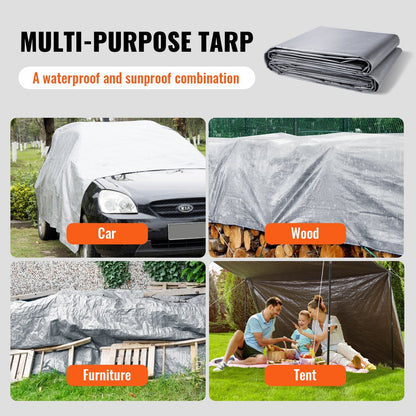 Durable 4.8 x 6 m Waterproof Tarp, UV & Tear Resistant, Multi-Purpose Use