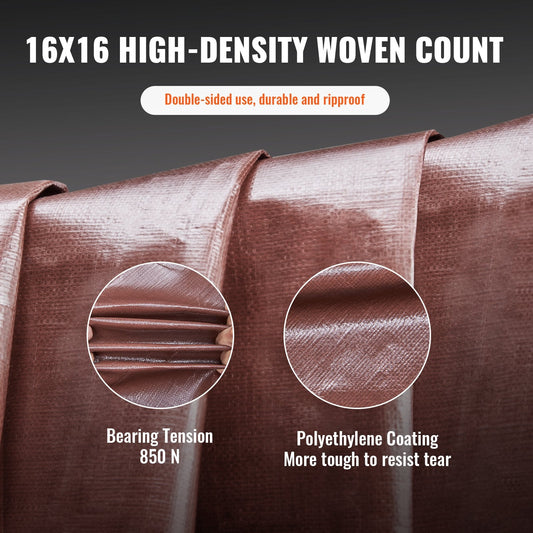 Heavy-Duty 3x3.6m Waterproof Tarpaulin, UV Resistant, Multi-Purpose Brown Cover