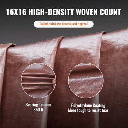 Heavy-Duty Waterproof Tarpaulin, 365.76 x 1219.2 cm, 16 Mil, UV & Tear Resistant
