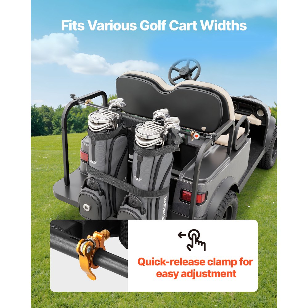 Golf Bag Holder Bracket Attachment Adjustable Bag Bar for Most 2+2 Cart