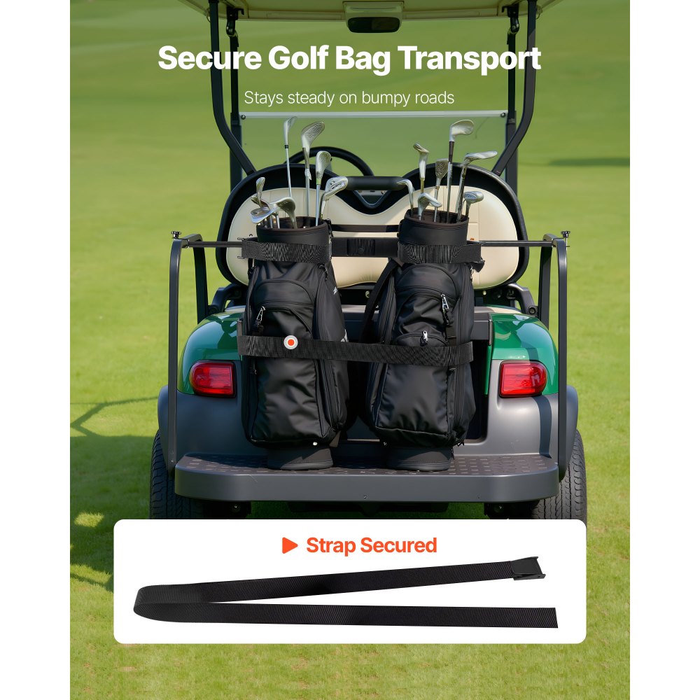 Golf Bag Holder Bracket Attachment Adjustable Bag Bar for Most 2+2 Cart