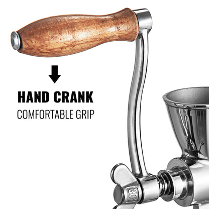 Stainless Steel Hand Crank Grain Mill with Table Clamp, 1.2 kg, 0.04 m Thick