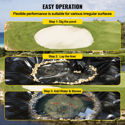 Durable LLDPE Pond Liner 4.6m x 6m, 0.5mm Thick, for Waterfalls & Fish Ponds
