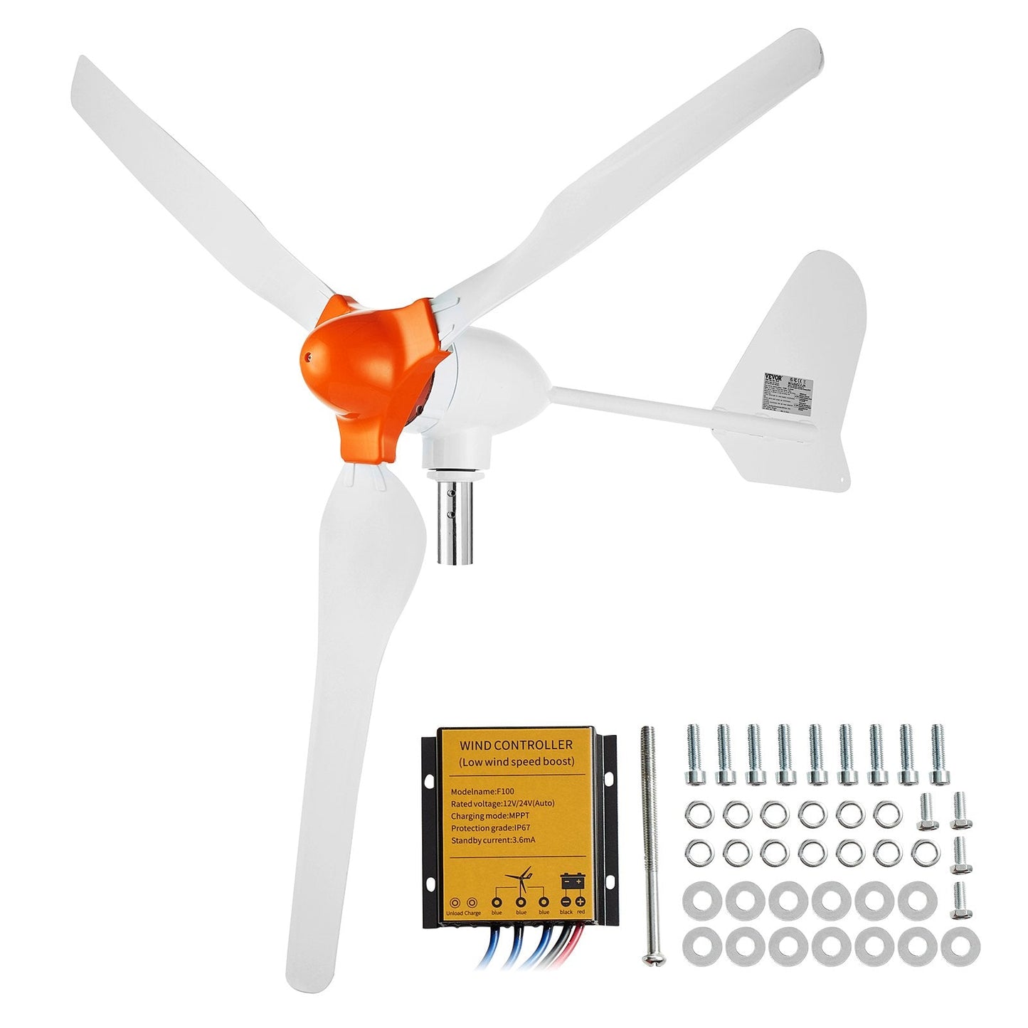 800W 12V Wind Turbine Kit with MPPT Controller, 3-Blade, 1.5m Diameter