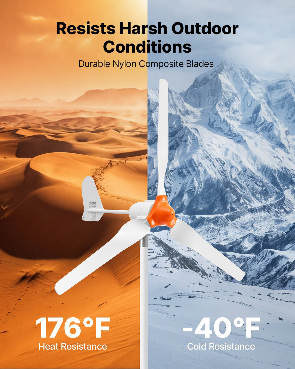 1200W 24V Wind Turbine Generator, 3-Blade Wind Turbine Kit with Wind/Solar Hybrid Controller, Efficient 3-Phase AC Permanent Wind Power Generator for RV Boat Home Farm (Tower Pole Not Included)