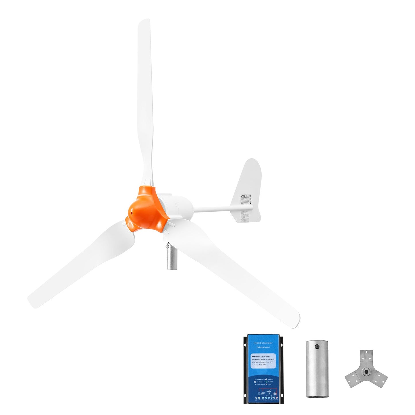 1200W 24V Wind Turbine Generator, 3-Blade Wind Turbine Kit with Wind/Solar Hybrid Controller, Efficient 3-Phase AC Permanent Wind Power Generator for RV Boat Home Farm (Tower Pole Not Included)