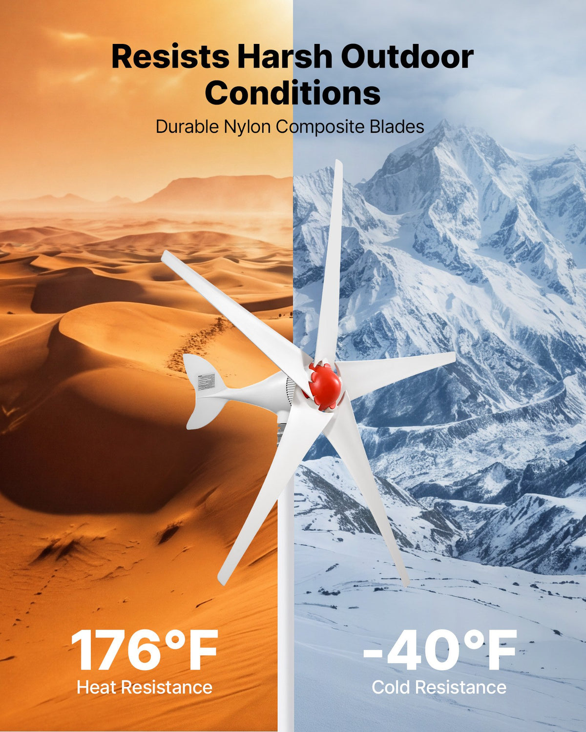 800W 12V Wind Turbine Generator, 5-Blade Wind Turbine Kit with Wind & Solar Hybrid Controller, Efficient 3-Phase AC Permanent Wind Power Generator for RV Boat Home Farm (Tower Pole Not Included)