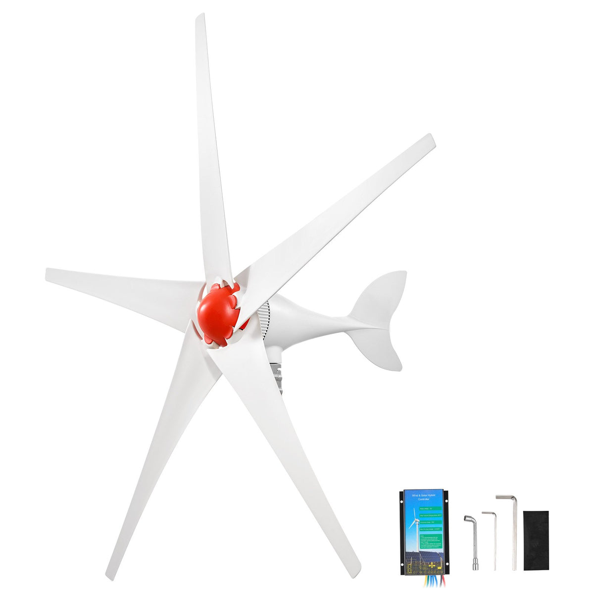 800W 12V Wind Turbine Generator, 5-Blade Wind Turbine Kit with Wind & Solar Hybrid Controller, Efficient 3-Phase AC Permanent Wind Power Generator for RV Boat Home Farm (Tower Pole Not Included)