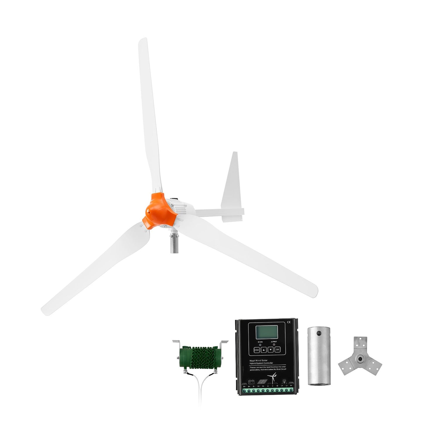 1500W 24V Wind Turbine Generator, 3-Blade Wind Turbine Kit with Wind/Solar Hybrid Controller, Efficient 3-Phase AC Permanent Wind Power Generator for RV Boat Home Farm (Tower Pole Not Included)