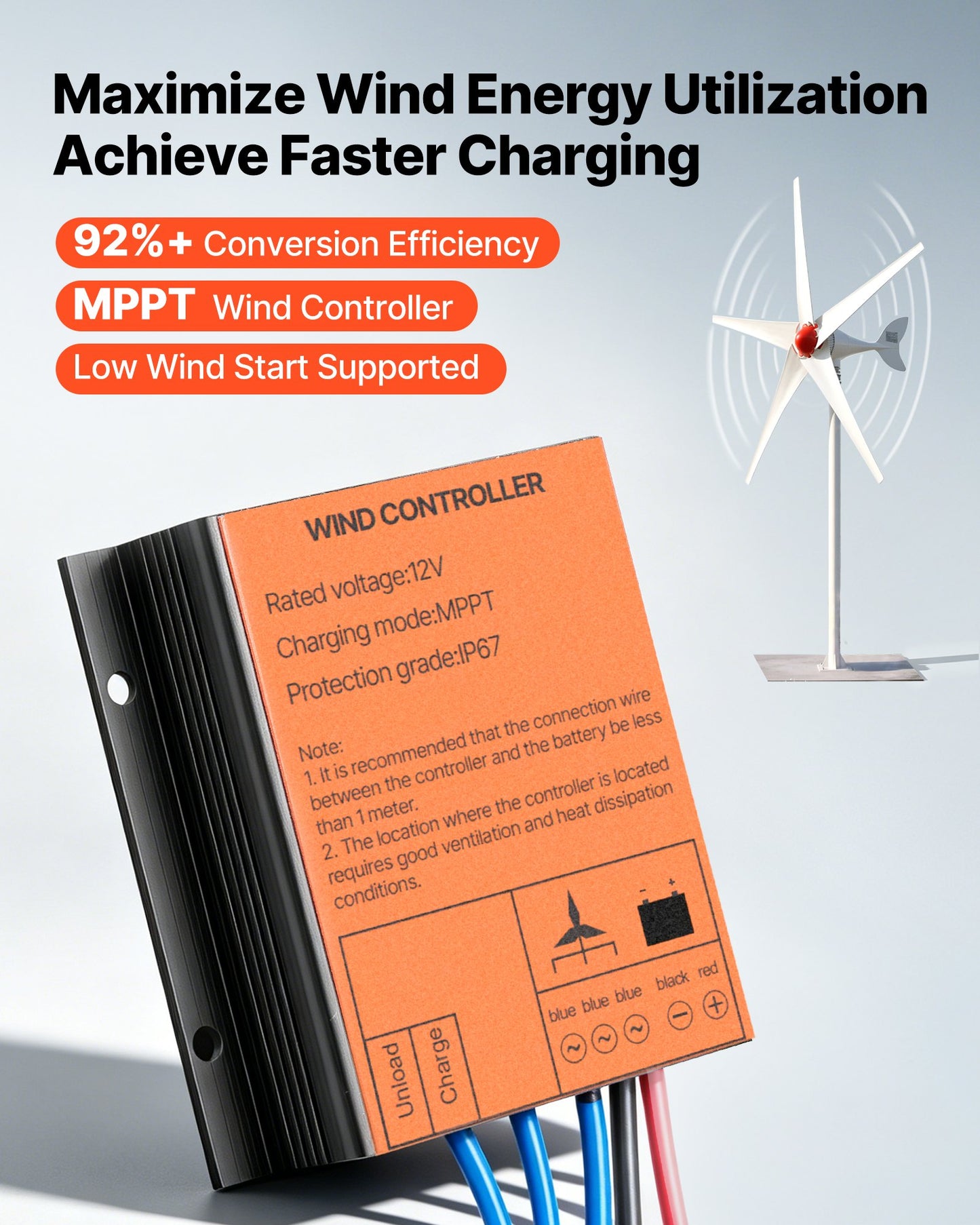 800W 12V Wind Turbine Generator, 5-Blade Wind Turbine Kit with MPPT Controller, High-Efficiency 3-Phase AC Permanent Wind Power Generator for RVs, Boats, Home, Farm (Tower Pole Not Included)