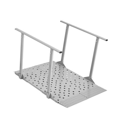 Wheelchair Ramp with Handrails, 1140 x 850 mm, Heavy Duty Aluminum Handicap Ramp, 199.6 kg Capacity, Non-Slip Portable Threshold Ramps for Home Steps, Stairs, Doorways, Curbs, Walkers, Scooters