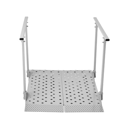 Wheelchair Ramp with Handrails, 1140 x 850 mm, Heavy Duty Aluminum Handicap Ramp, 199.6 kg Capacity, Non-Slip Portable Threshold Ramps for Home Steps, Stairs, Doorways, Curbs, Walkers, Scooters