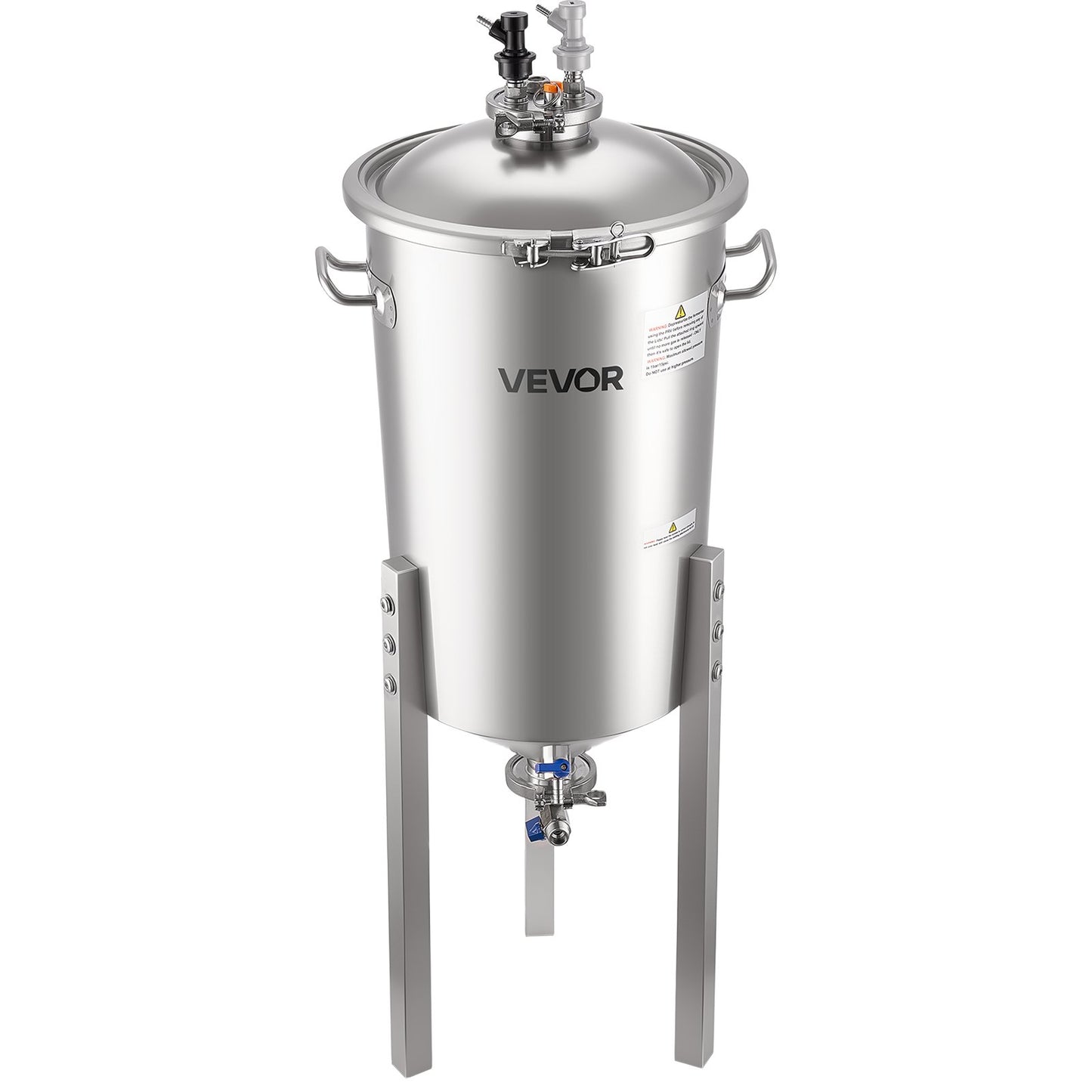 Stainless Steel Conical Fermenter, 8 Gal/30L Home Brewing Fermenation Tank, Brew Bucket Fermentor with Conical Bottom, 3 Adjustable Legs, Lid, Handle & Thermometer, for Wine, Beer Fermentation