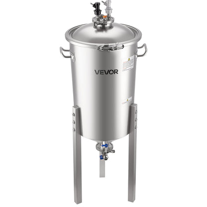Stainless Steel Conical Fermenter, 8 Gal/30L Home Brewing Fermenation Tank, Brew Bucket Fermentor with Conical Bottom, 3 Adjustable Legs, Lid, Handle & Thermometer, for Wine, Beer Fermentation
