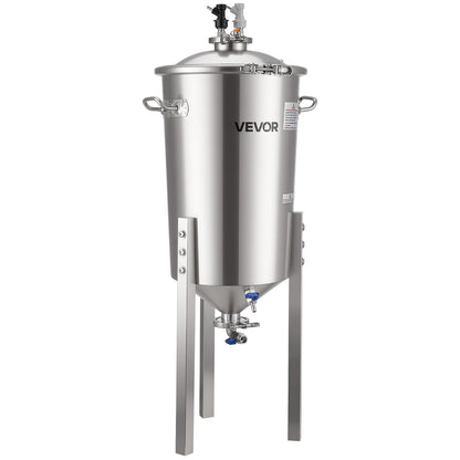 Stainless Steel Conical Fermenter, 8 Gal/30L Home Brewing Fermenation Tank, Brew Bucket Fermentor with Conical Bottom, 3 Adjustable Legs, Lid, Handle & Thermometer, for Wine, Beer Fermentation