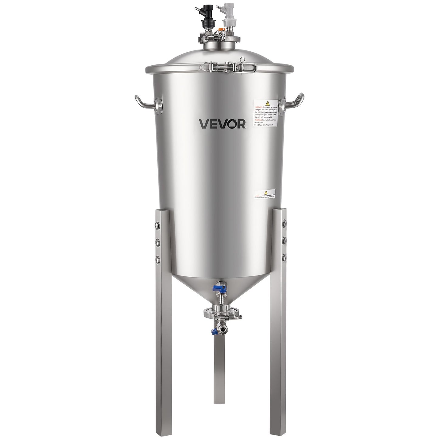 Stainless Steel Conical Fermenter, 8 Gal/30L Home Brewing Fermenation Tank, Brew Bucket Fermentor with Conical Bottom, 3 Adjustable Legs, Lid, Handle & Thermometer, for Wine, Beer Fermentation