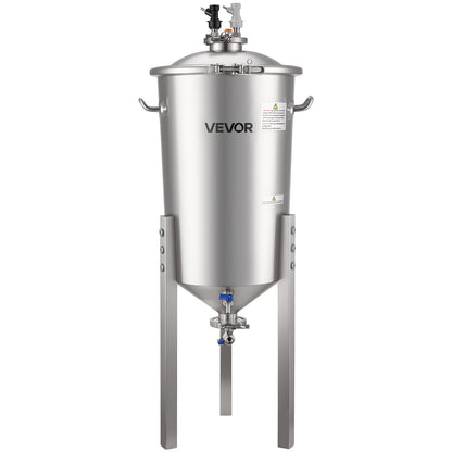 Stainless Steel Conical Fermenter, 8 Gal/30L Home Brewing Fermenation Tank, Brew Bucket Fermentor with Conical Bottom, 3 Adjustable Legs, Lid, Handle & Thermometer, for Wine, Beer Fermentation