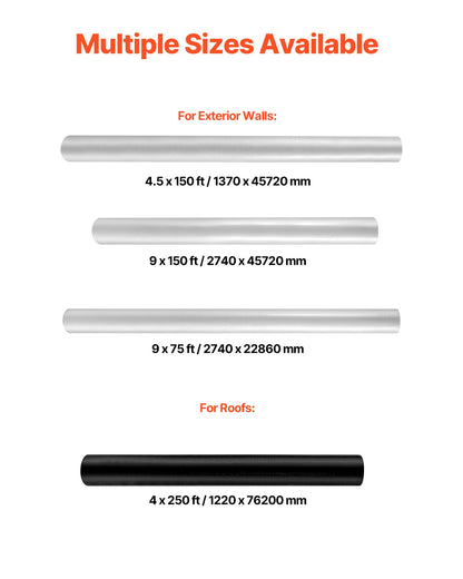 House Wrap, 1.37 x 45.72 m, 0.13 mm Thick Vapor Barrier, Heavy Duty Plastic Sheeting for Tear-resistant, Drop Cloth Vapor Barrier Covering for Residential & Commercial Construction, White