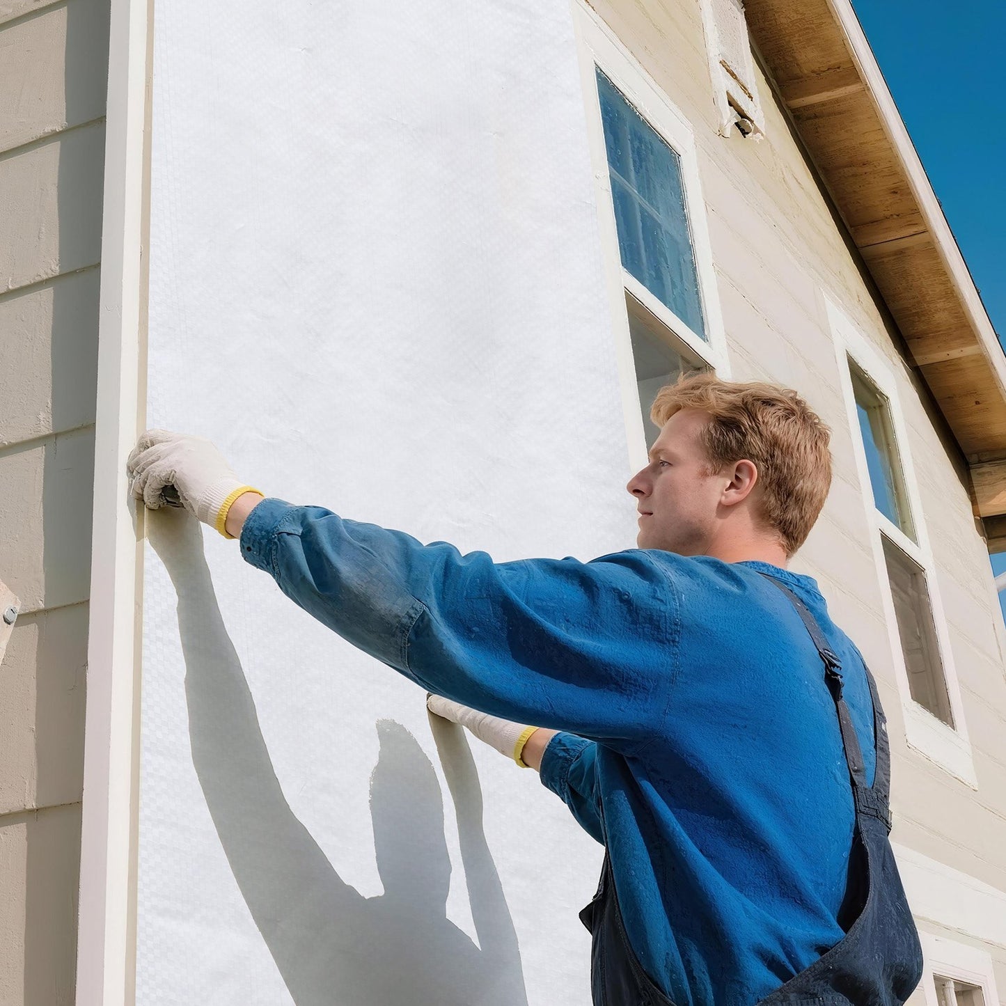 House Wrap, 1.37 x 45.72 m, 0.13 mm Thick Vapor Barrier, Heavy Duty Plastic Sheeting for Tear-resistant, Drop Cloth Vapor Barrier Covering for Residential & Commercial Construction, White
