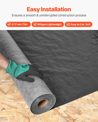 House Wrap, 1.22 x 76.2 mm, 0.17 mm Thick Vapor Barrier, Heavy Duty Plastic Sheeting for Tear-resistant, Drop Cloth Vapor Barrier Covering for Residential & Commercial Construction, Black