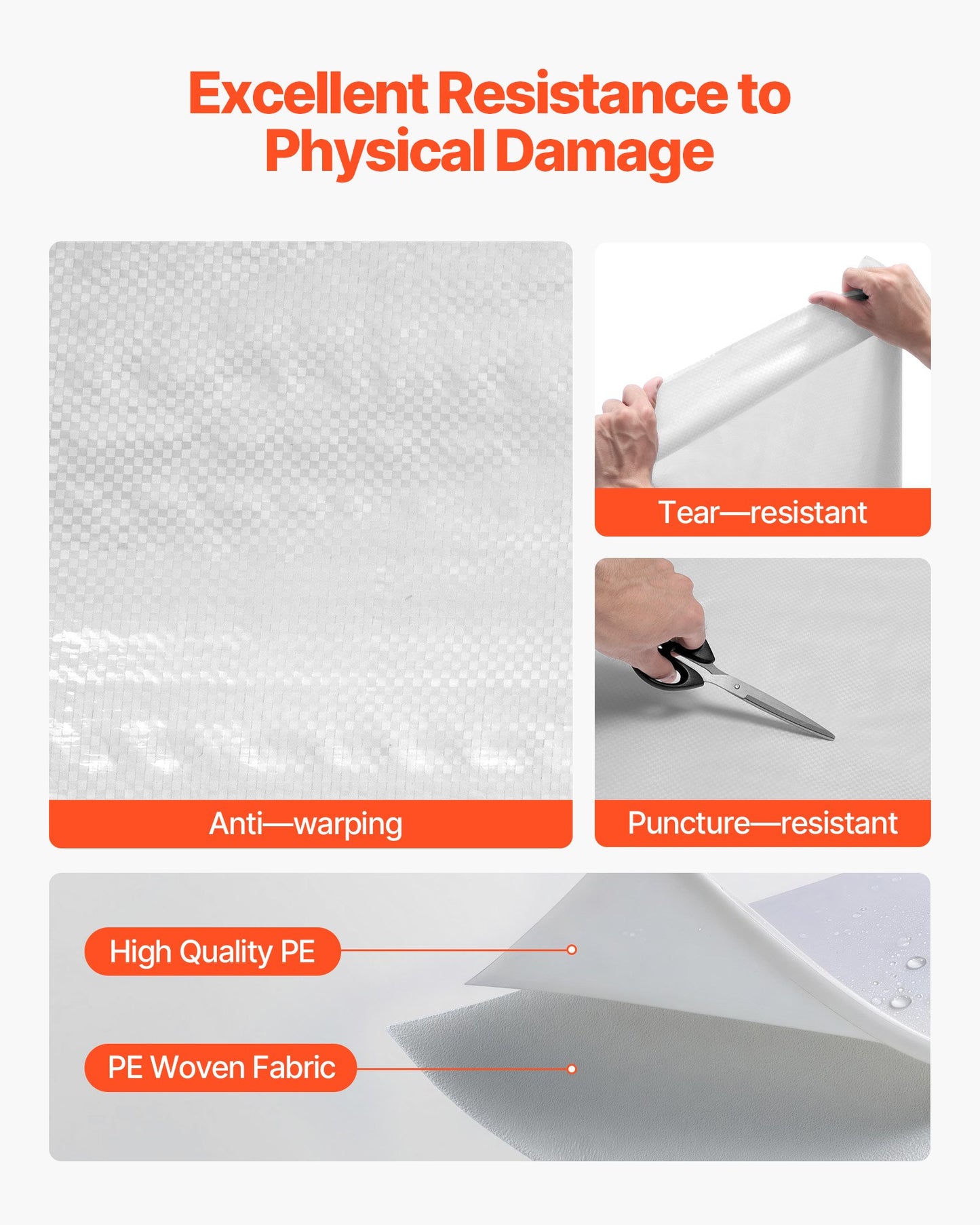 House Wrap, 2.74 x 22.86 mm, 0.13 mm Thick Vapor Barrier, Heavy Duty Plastic Sheeting for Tear-resistant, Drop Cloth Vapor Barrier Covering for Residential & Commercial Construction, White